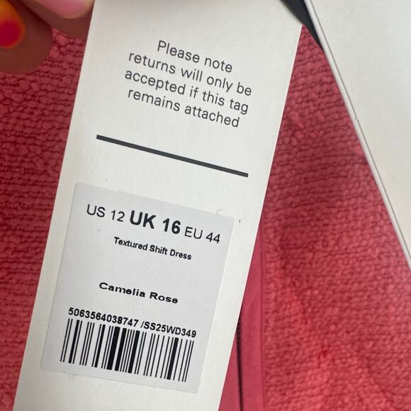 Me+Em Women's Camellia Pink Textured Shift Dress Size 12 - Picture 3 of 11